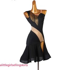 Latin Dance Dress Salsa Tango Cha Cha Ballroom Rhinestone Competition Dress F605