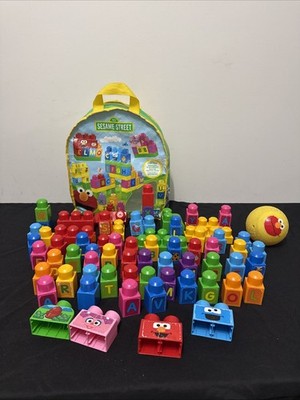 MEGA BLOKS SESAME STREET ABCs Learn As You Grow 70 Pieces w/ Carrying Bag READ