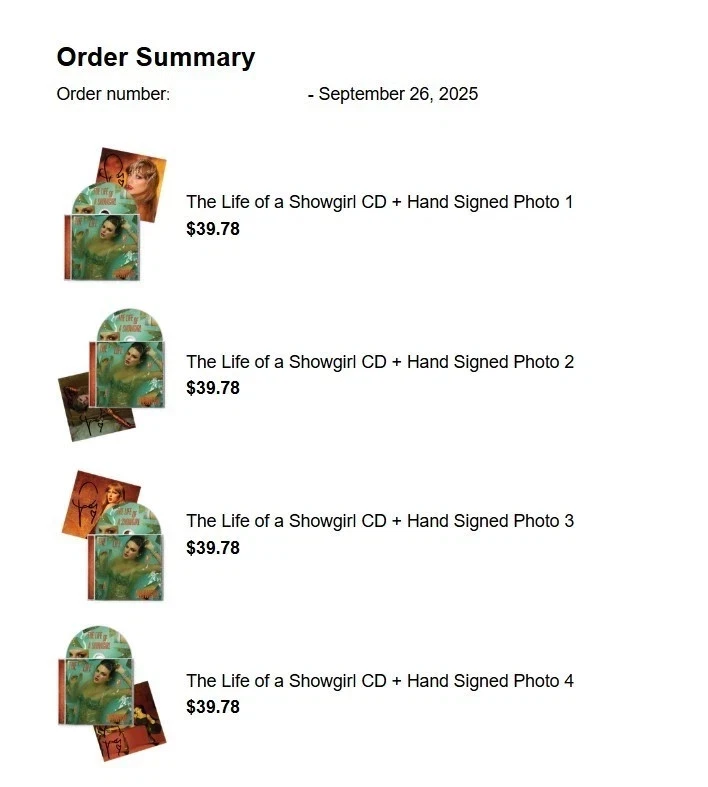 Taylor Swift Showgirl CD + Signed Photo(s) #1 #2 #3 #4 | IN-HAND - Image 3 of 4