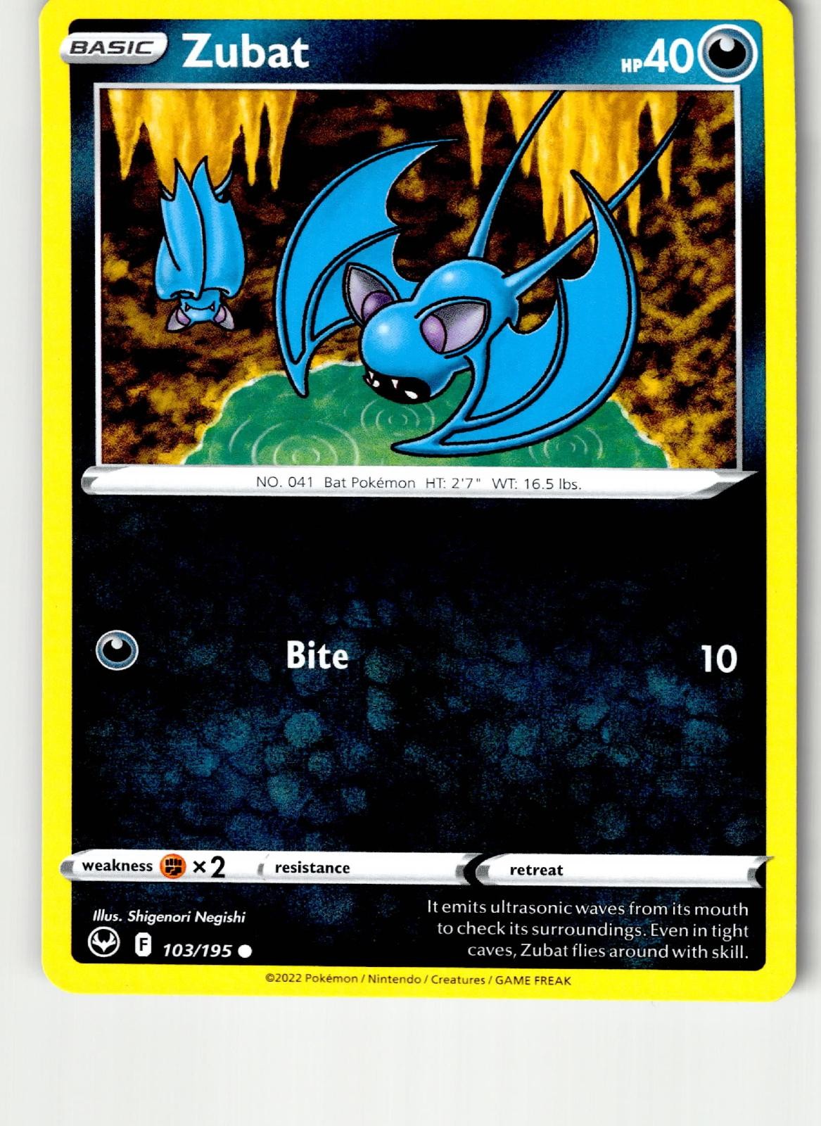 ZUBAT 103/195 COMMON SILVER TEMPEST POKEMON NM