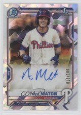 2021 Bowman Chrome Prospects Atomic Refractor 15/100 Nick Maton #CPA-NM Auto v1x