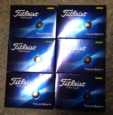NEW SIX 6 DOZEN 72 BALLS TITLEIST TOUR SOFT GOLF BALLS, NO LOGOS, YELLOW