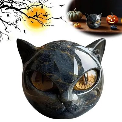 1-3X Black Cat Stone Sculpture – Elegant Home Décor & Gift -Cat Stone Carving /y