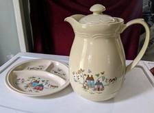 Vintage International China Heartland Set Carafe Pitcher Divided Plate 2 pc