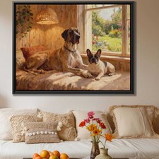 Great Dane Oil Painting Canvas Print Dog Living Room Art Vintage Pet Decor Decor