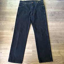 Wrangler Cowboy Cut Men s Black Dark Wash Denim Jeans Straight Mid Rise Zip