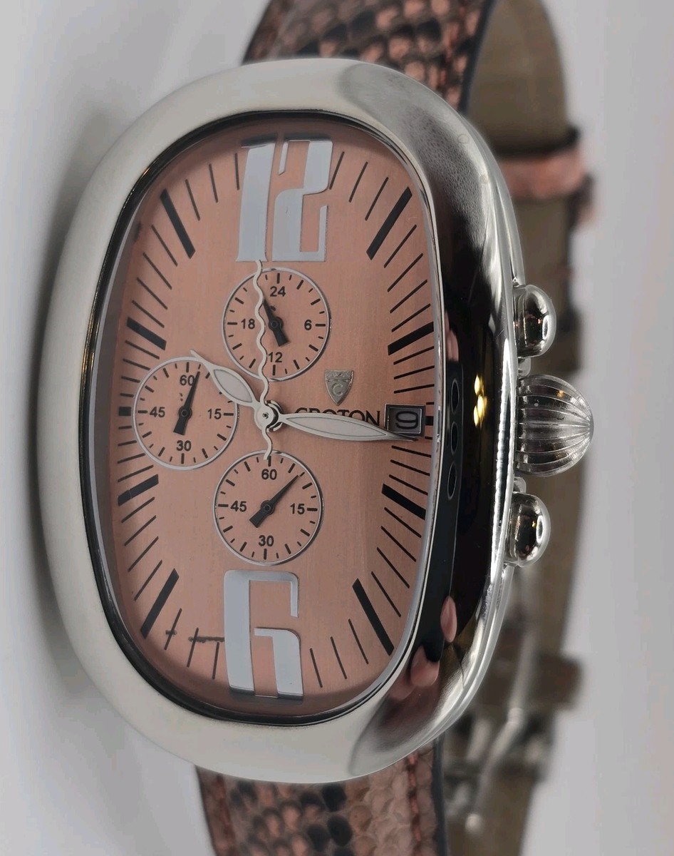 Croton Python-Print Leather Strap Watch (Silver) CROTON WATCH STAINLESS STEEL SWISS QUART PYTHON STRAP | eBay main image 2