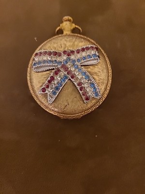 Vintage Max Factor Americana Red white and Blue jeweled compact