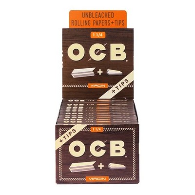 OCB Virgin Rolling Papers 1.25'' Papers + Tips 24ct