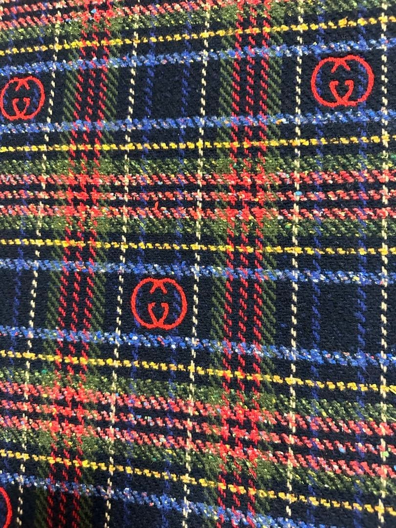 Authentic GUCCI Reversible Checkered Red Scarf - … - image 4