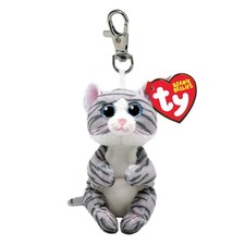 Ty Beanie Bellies Clips T43100 Plush Key Holder, Mitzi The Kitten with Blue Eyes