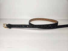 Michael Kors Womens Skinny Belt MK Logo Print Black / Gold Size Large NEW