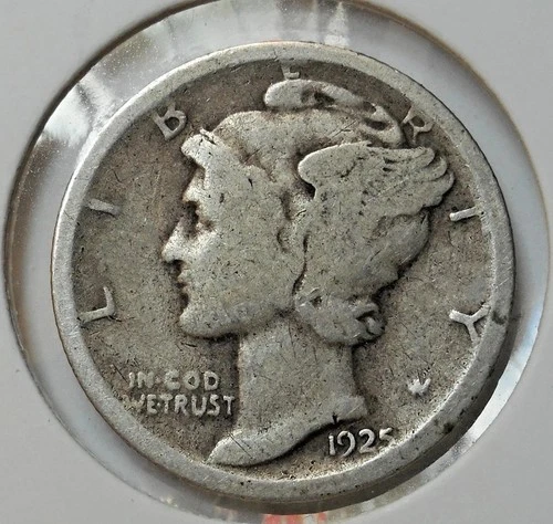 1925 D Mercury Dime circulated 90% Silver Good G / Very Good VG