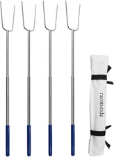 32" Heavy Duty Hot Dog Roasting Sticks for Campfire, Smores Sticks for Fire Pit 