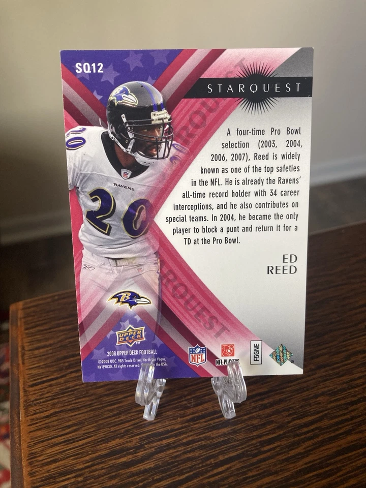 2008 Upper Deck First Edition Star Quest Red  HOF #SQ12 Ed Reed HOF LEGEND SP - Image 2 of 2