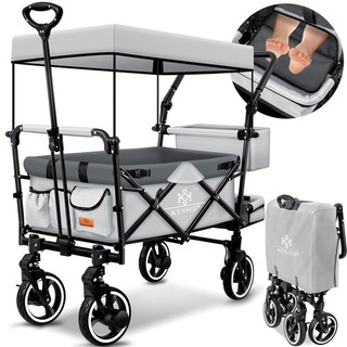 RETOURE Bollerwagen GTS 9100 Faltbar Dach Handwagen Klappbar Strandwagen Gurt