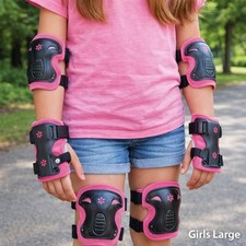 High Bounce Sports Girls Large Protective Pad Set Pink Black Knee Elbow Wrist