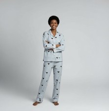 Women  s Blue/White Flannel Pajama Set Super Soft Size S Cozy Sleep Set