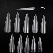  500pcs Nail Tips Long Shape Clear Half Cover False Nail Art Tips for Nail Salon