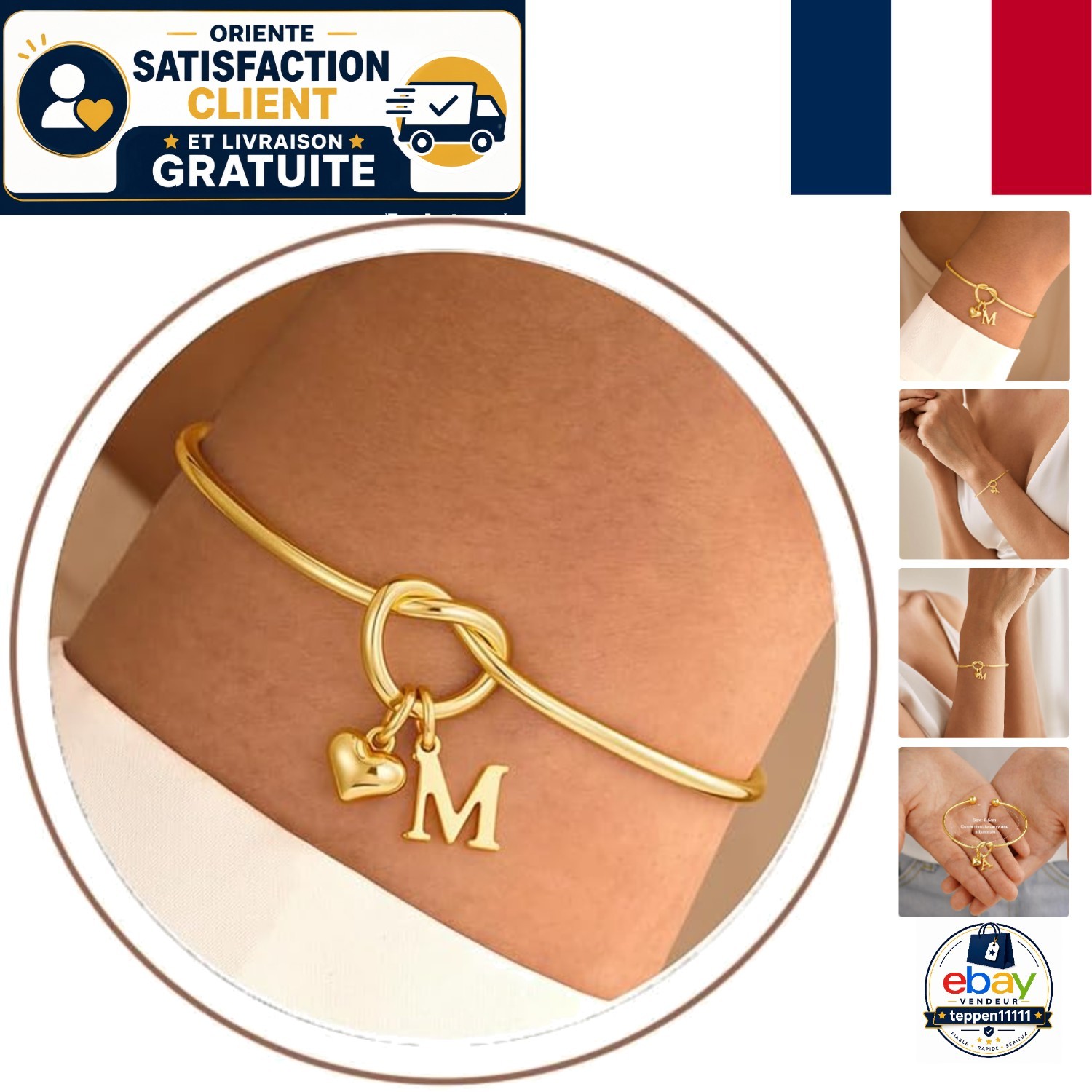 Bracelet en Or 14 Carats avec Initiale de votre Enfant - Un Lien Éternel à votre Poignet