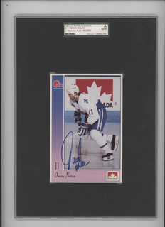 Signed 1992 93 Petro Canada #11 Owen Nolan SGC Authentic
