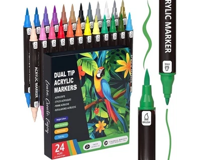 STATIONERY ISLAND CHEAP Stationary Island Acrylic Paint Markers Dual Tip Acrylic 24 Pack