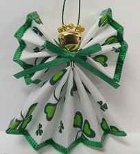 St. Patrick's Day SHAMROCK Angel Ornament NEW Handmade