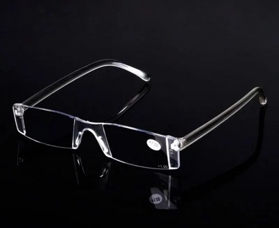 MARKENLOS rahmenlose Lesebrillen volltransparent : :+1,0+1,5; +2,0; +3,0;+3,5