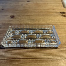 Vintage Kuchenplatte rechteckig Bleikristall Servierteller Geschliffen Top