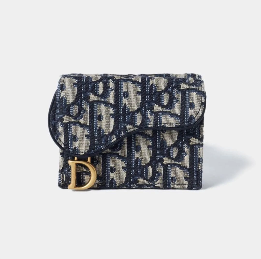 Mini portefeuille Dior oblique selle jacquard tri pli état authentique