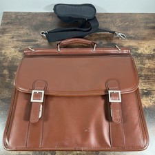 McKlein Laptop Case Luggage Briefcase Brown Full-Grain Cowhide Leather 16"