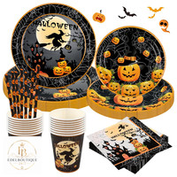 Halloween Partygeschirr Set FüR Kinder Pappteller Becher Servietten Tischdecke