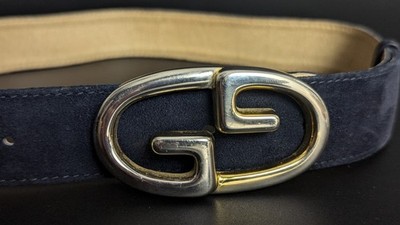 Gucci GG Damen Gürtel Größe 70 - dunkelblaues Wildleder - Made in Italy
