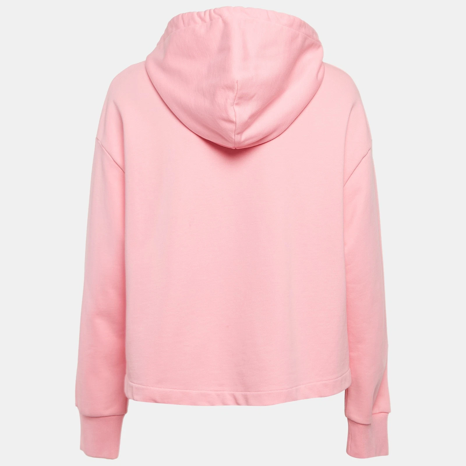 Felpa con cappuccio e zip Love Moschino rosa in cotone con dettagli applicati M