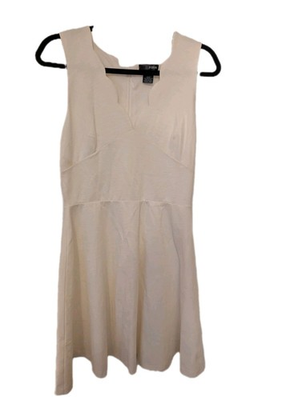 #ad #ad AQUA Scalloped Neck Midi White Skater Dress Large $29.95