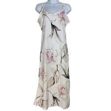 Womens Slip Dress Floral Rose Print S White Romantic Cottagecore Wedding Guest