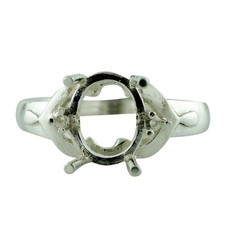 925 Sterling Silver 8x10mm Oval Semi Mount Three-Stone Ring For Wedding Ring