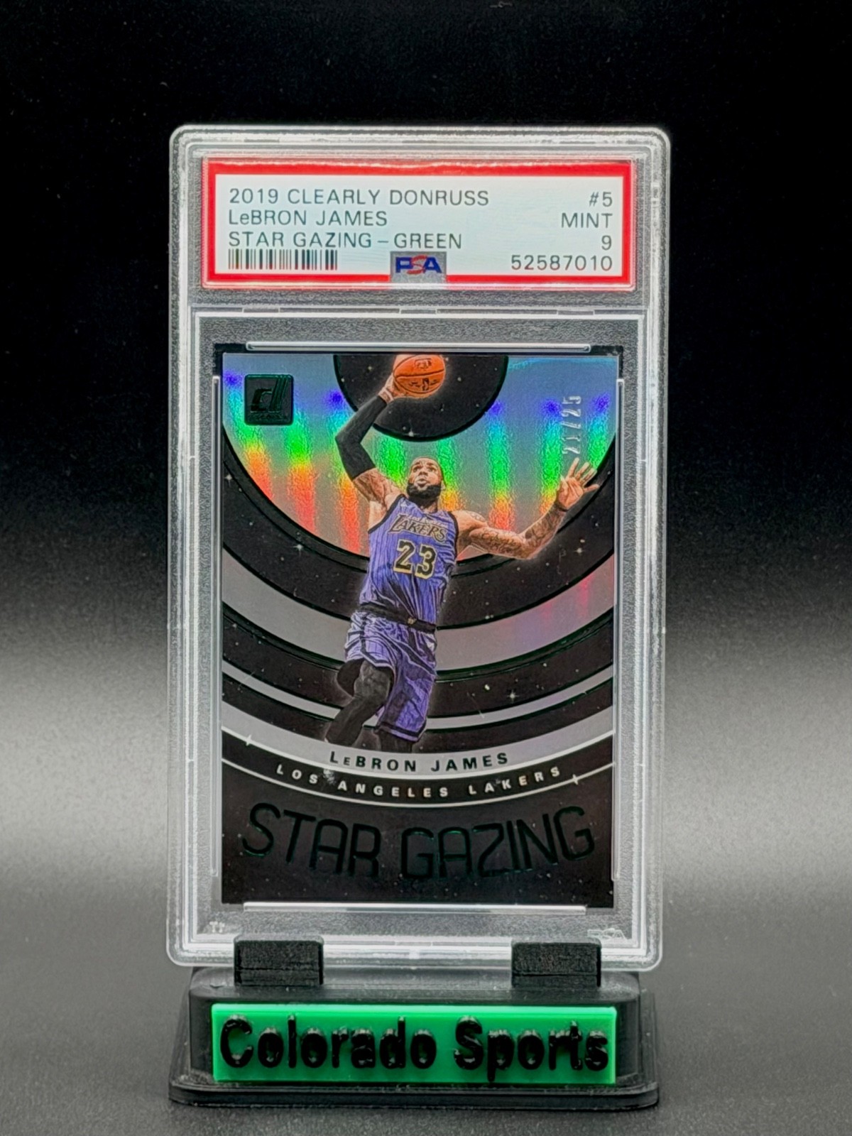 LEBRON JAMES 2019-20 Clearly Donruss Star Gazing #5 Green Prizm 21/25 PSA 9 Mint