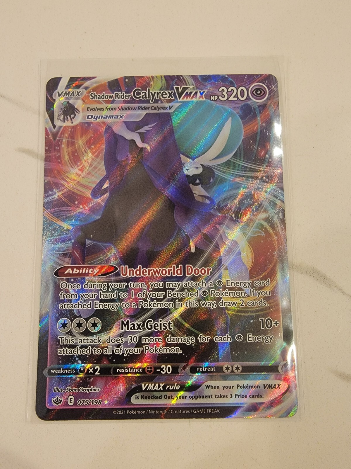 Pokemon TCG Card - Shadow Rider Calyrex VMAX Chilling Reign - 75/198 - NM/MINT!
