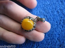 Natural Baltic amber  4 g gr yellow pendant charm zirconium sterling silver 925