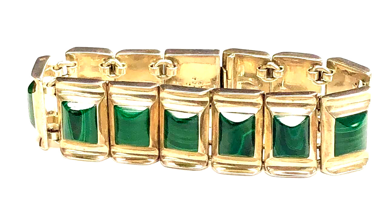 TAXCO Sterling Silver Rectangular Malachite Chain… - image 3