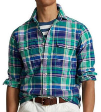 Polo Ralph Lauren Men's S Classic Fit Shirt Green Plaid L/S NWT