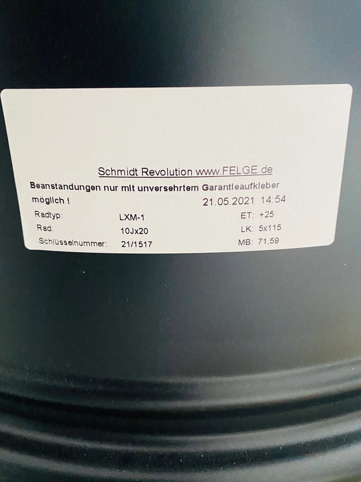 Schmidt Revolution Felgen;  Radtyp: LXM-1,  ET: +25; Rad: 10Jx20; 5x115 - Bild 2 von 2