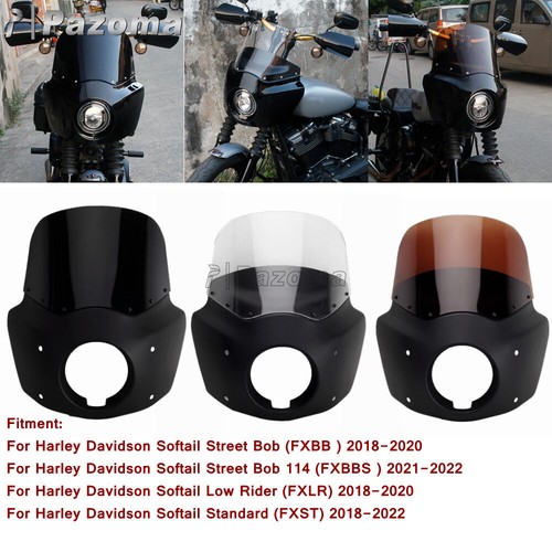 Motorcycle Front Fairing +11" Windshield For Harley Softail Club Style FXLR/FXST - Picture 10 of 10