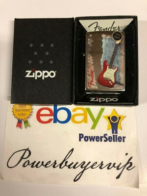  NEW  Zippo Lighter Fender Guitar Street Chrome  2 DAY GET 