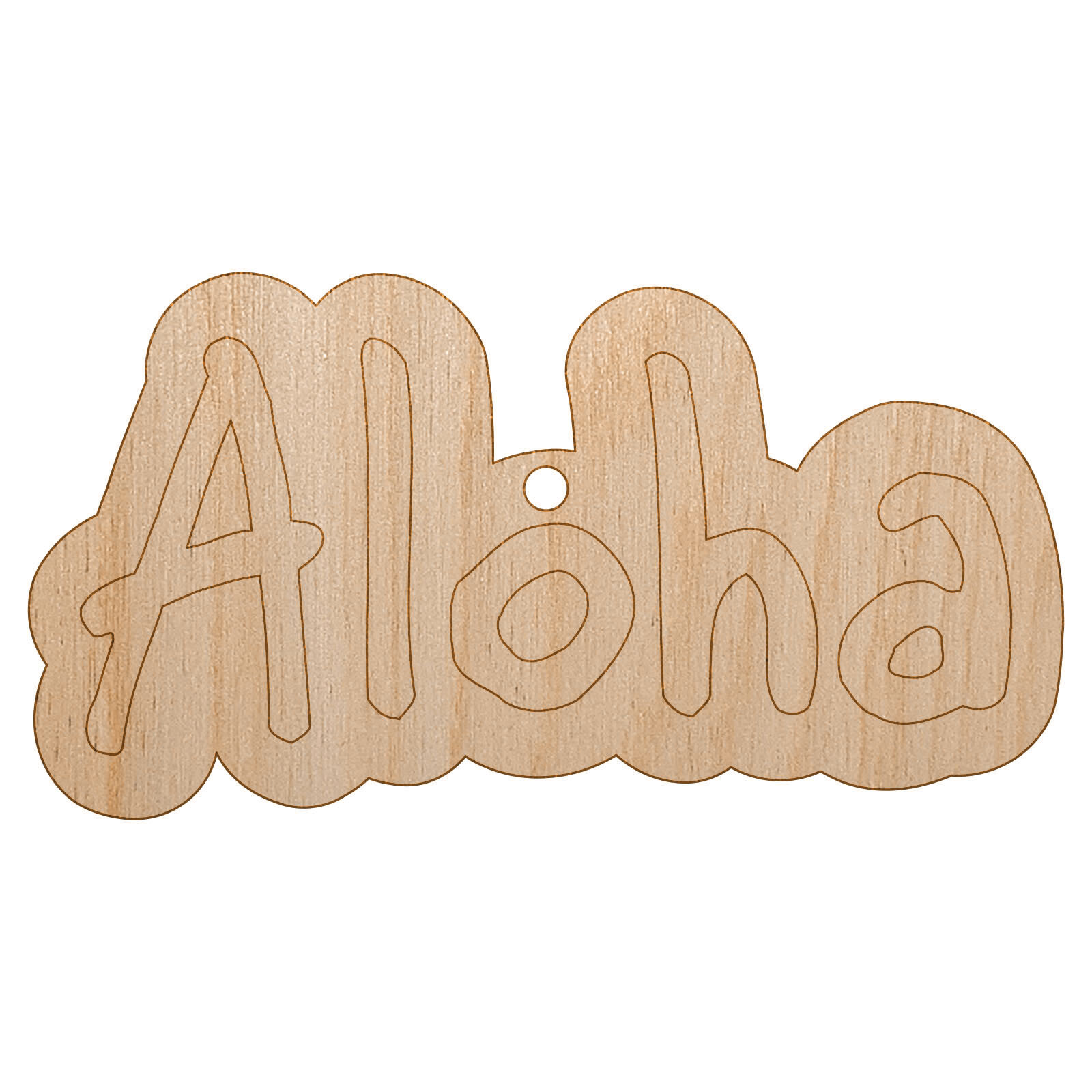 Aloha Fun Text Unfinished Craft Wood Holiday Christmas Tree DIY Ornament