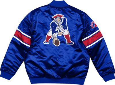 Veste Satinée New England Patriots Mitchell & Ness - Logo Classique, Coupe-vent - Taille M-XXL - Neuf Avec étiquettes