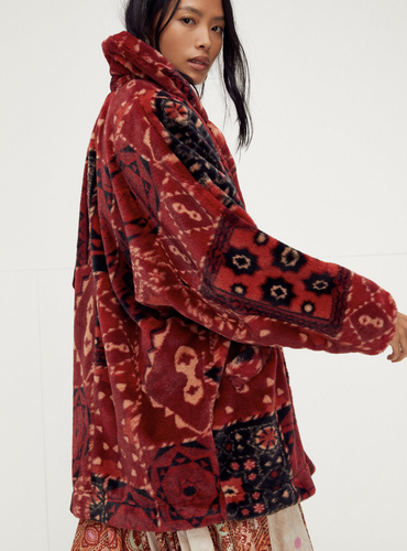 Free People Patchwork Cocoon Faux Fur 