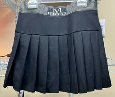 M Fashion Womens Pleated Skirt Elastic Waist Black Mini NWT Size Large