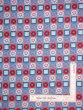 Nautical Sail Boat Captains Wheel Anchor Blocks Cotton Fabric Marcus By The Yard